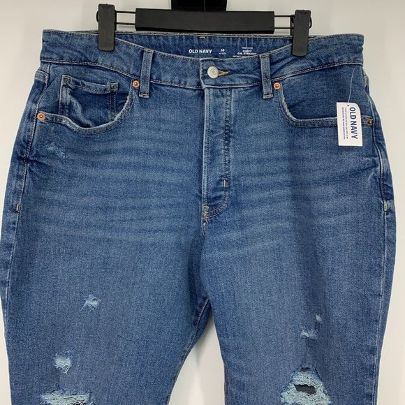 Old Navy Jeans High Rise Curvy OG Straight Button Fly Distressed - Picture 4 of 10
